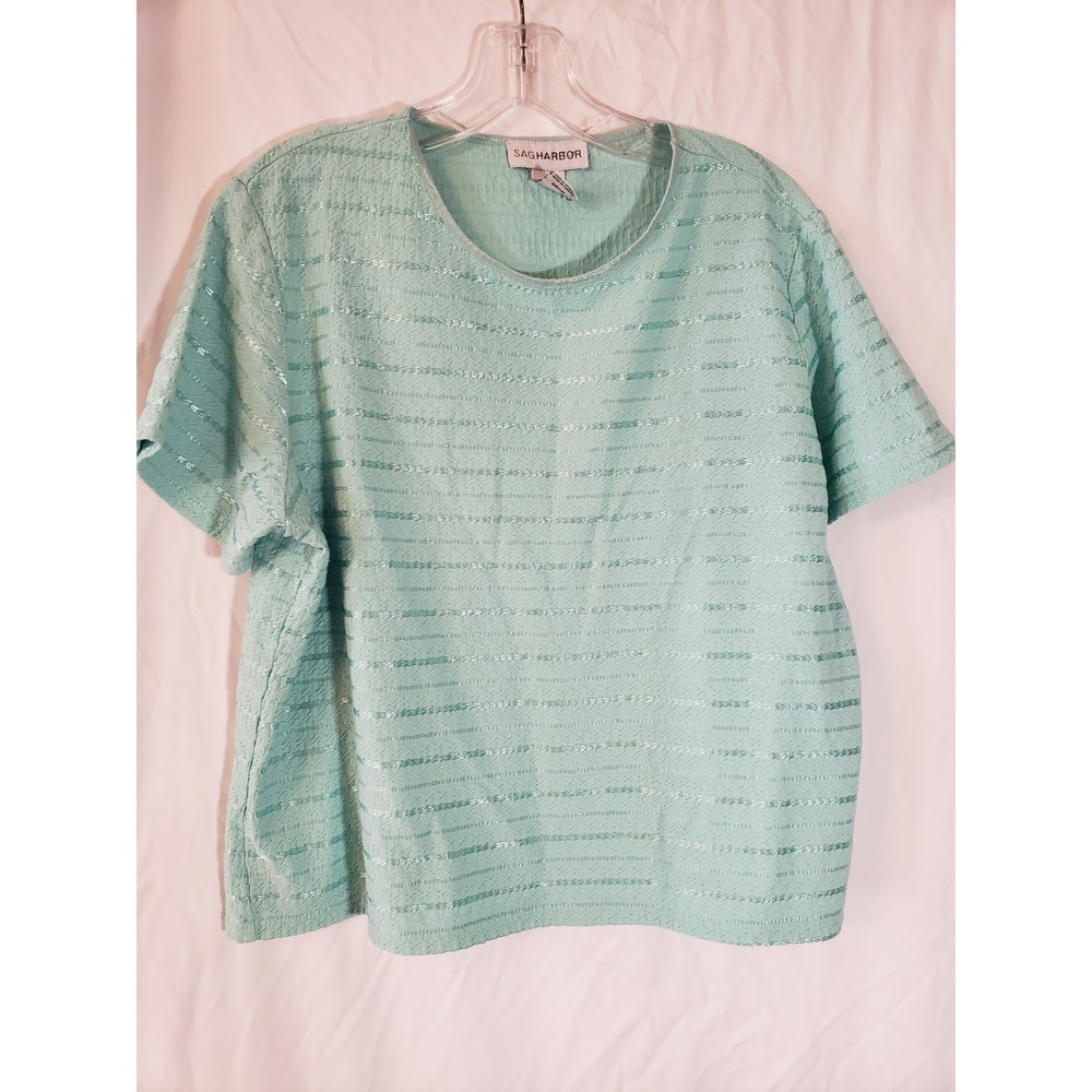 Women's Sag Harbor Aqua Short Sleeve Top Size XL